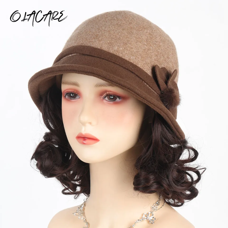 Synthetic Woolen Fisherman Hat Wig for Autumn Winter