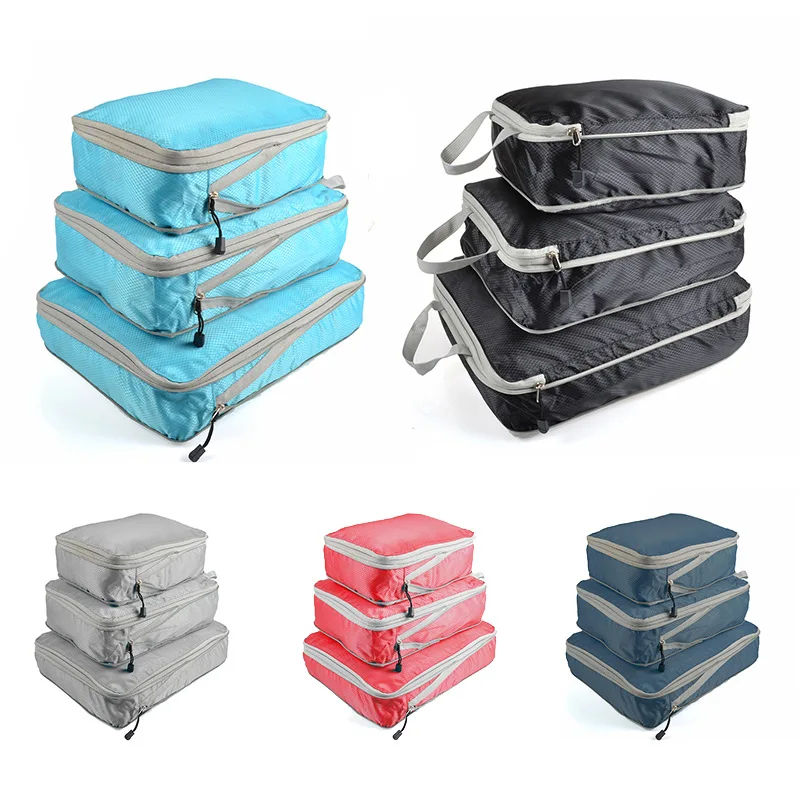 

3PCS Travel Storage Bag Foldable Waterproof Travel Suitcase Organizer Nylon Portable with Handbag Luggage Bag Clothes Organizer