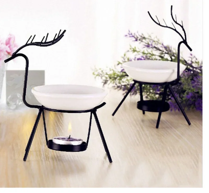 

Happy Deer Iron Oil Burner for Home Decoration, Creative Aromatherapy, Ceramic Aroma EVA, Christmas