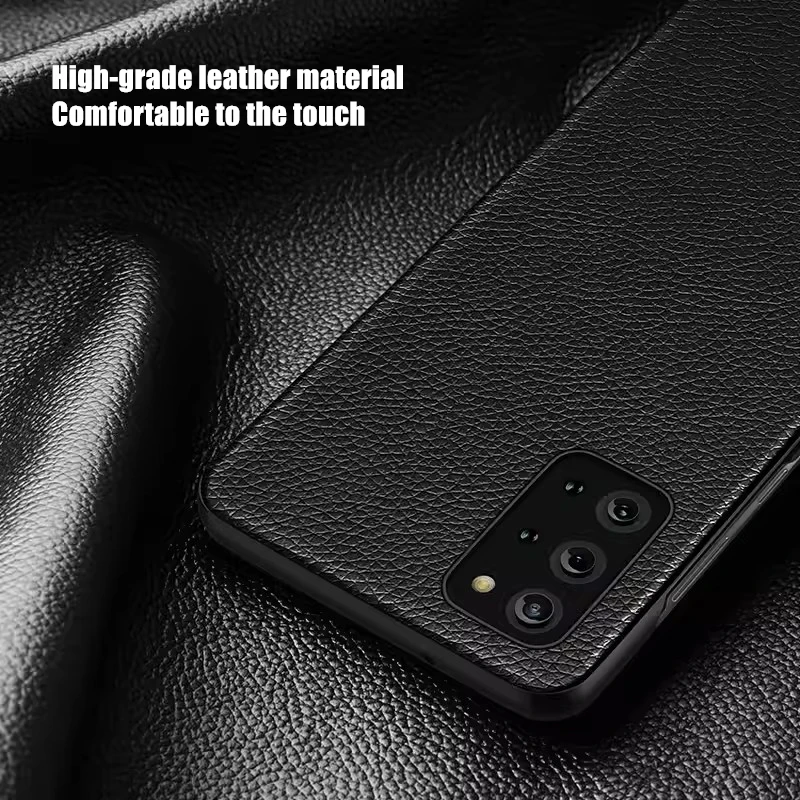 Retro Lychee Leather Cases For Samsung Galaxy S20 Plus S20 Ultra S20+ Window View Free-flip Answer Calls Smart Chip Flip Cover