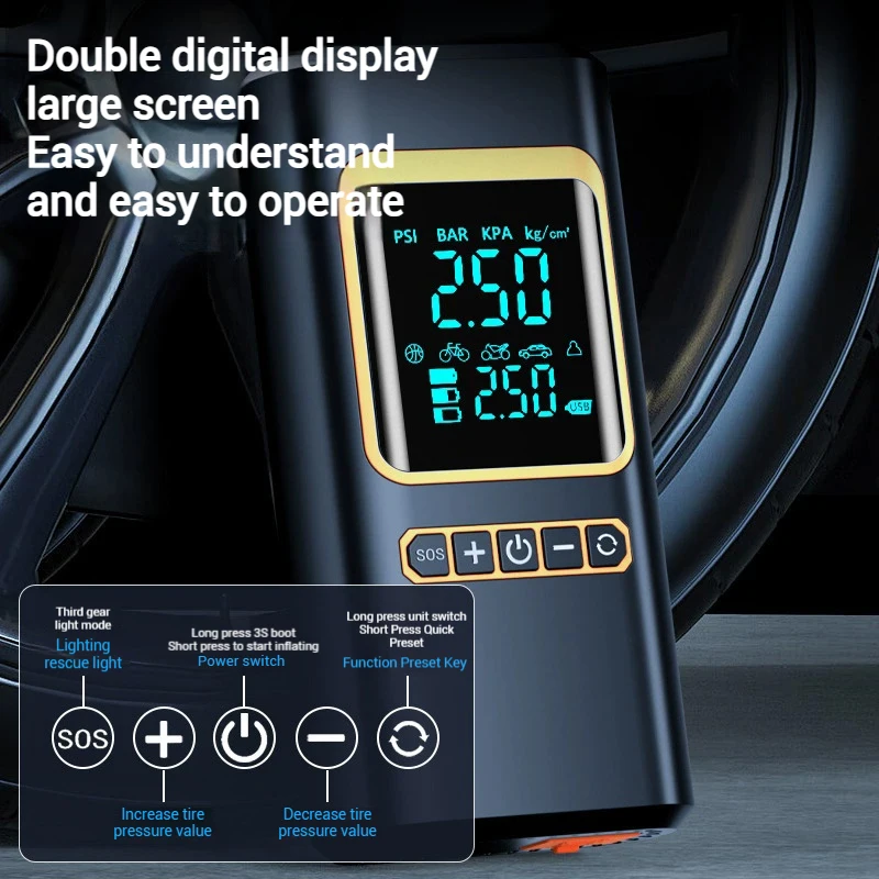 4 IN 1 Car Jump Starter 8000mAh Power Bank 12V Emergency Battery Booster Starting Device 150PSI Car Air Pump With Lighting
