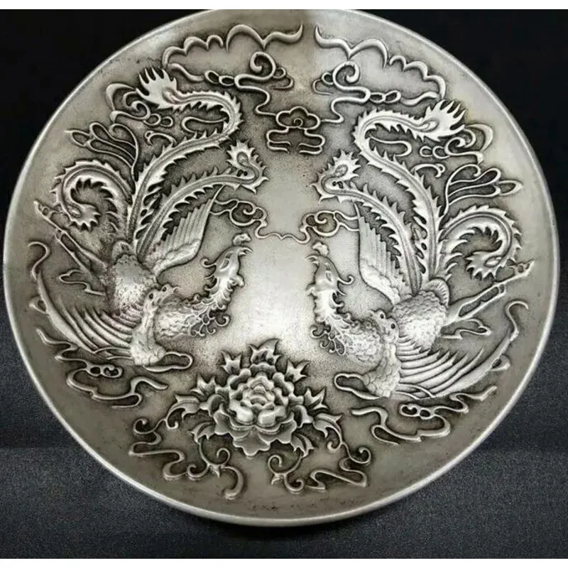 

Старинная фотография, ручная работа, двойная пластина с рисунком Феникса
