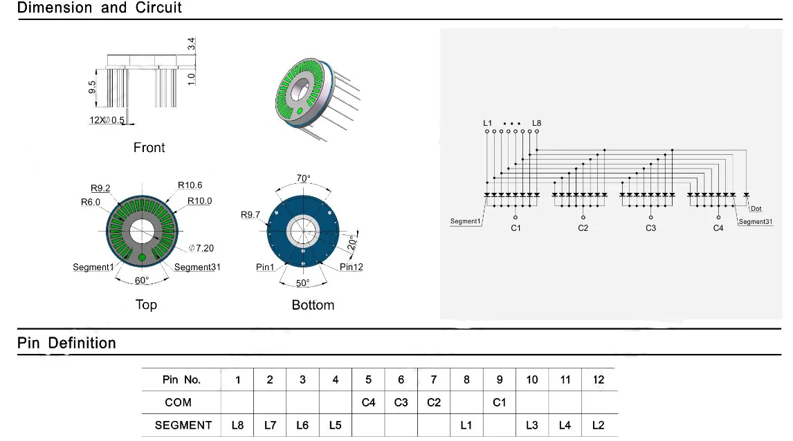Taidacent Blue 31 Segment LED Arc Display 66mm Arc 300 Led Linear Array bar graph segment Indicator for Audio Equipment Display