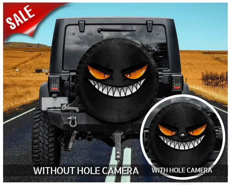 

Scary Face, Halloween Spare Tire Cover, Gift For Mom, halloween costume Car Accessories, Spare Tire Cover, Halloween gifts