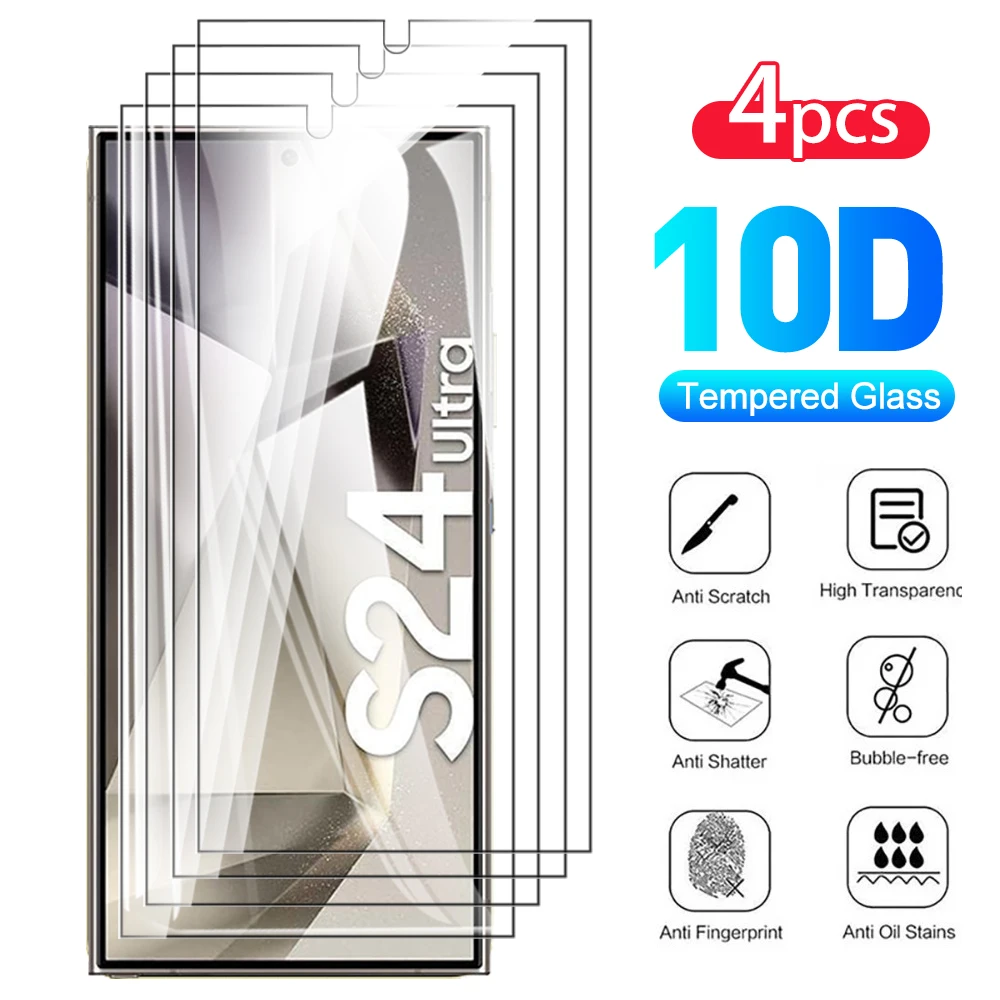 Tempered Glass Case For Samsung Galaxy S24 Ultra S 24Ultra S25 Plus S24Ultra Screen Protector Safety Protective Film Cover 4PCS screen protector tempered glass phone protector cover