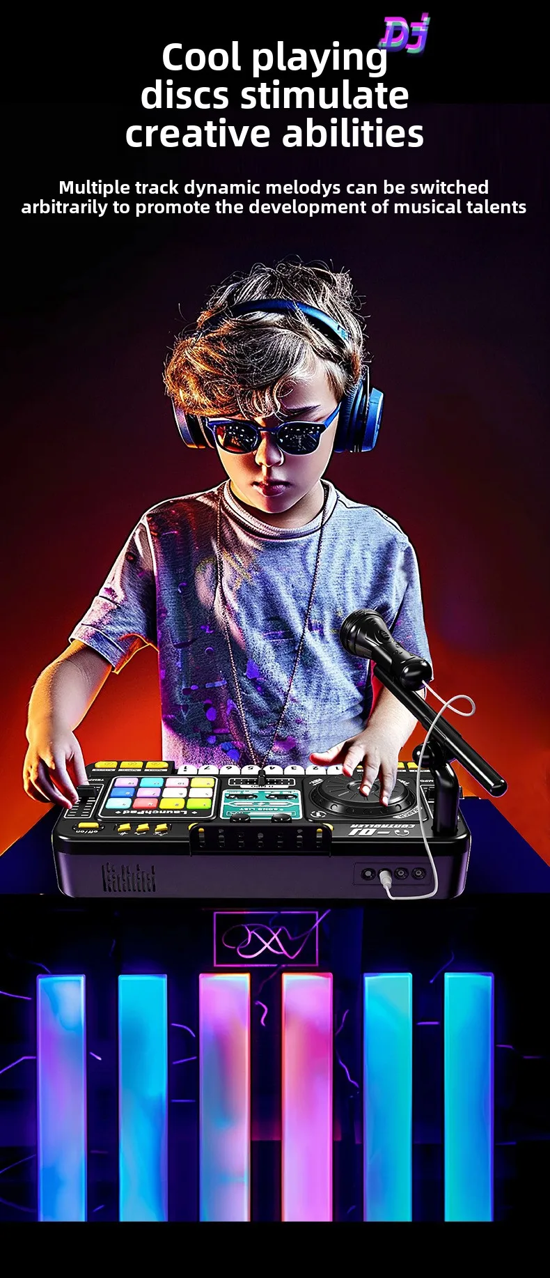 Multifunctional Simulation Dj Player Controller Electronic Dj Mixer Organ Musical Instruments With Microphones 11 Multifunctional Simulation Dj Player Controller Electronic Dj Mixer Organ Musical Instruments With Microphones