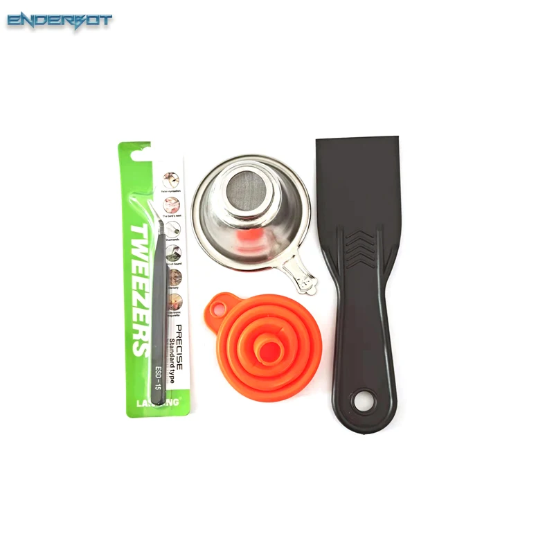 

3D Printer parts Silicon Funnel+tweezers+Metal UV Resin Filter Cup+SLA Resin Special Tool Shovel for Photon Parts