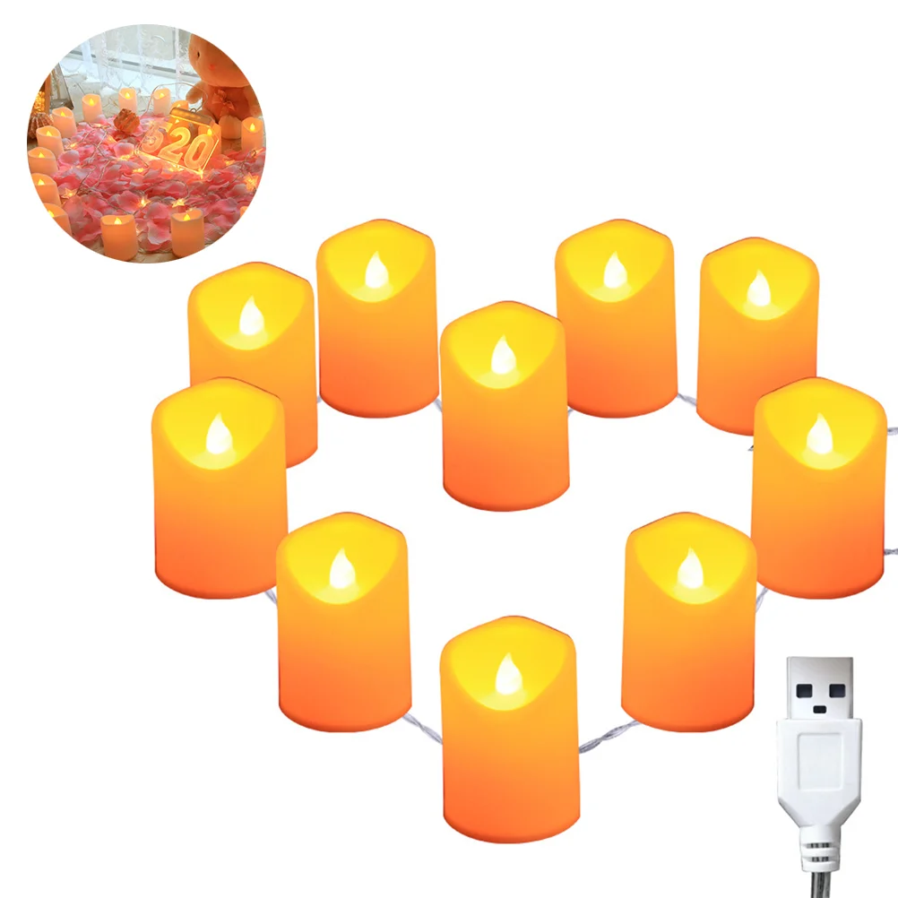 

Flameless LED Light 15M String Lamp Flickering USB Tea Light Electric Simulated Lights for Banquet Proposals Wedding Home