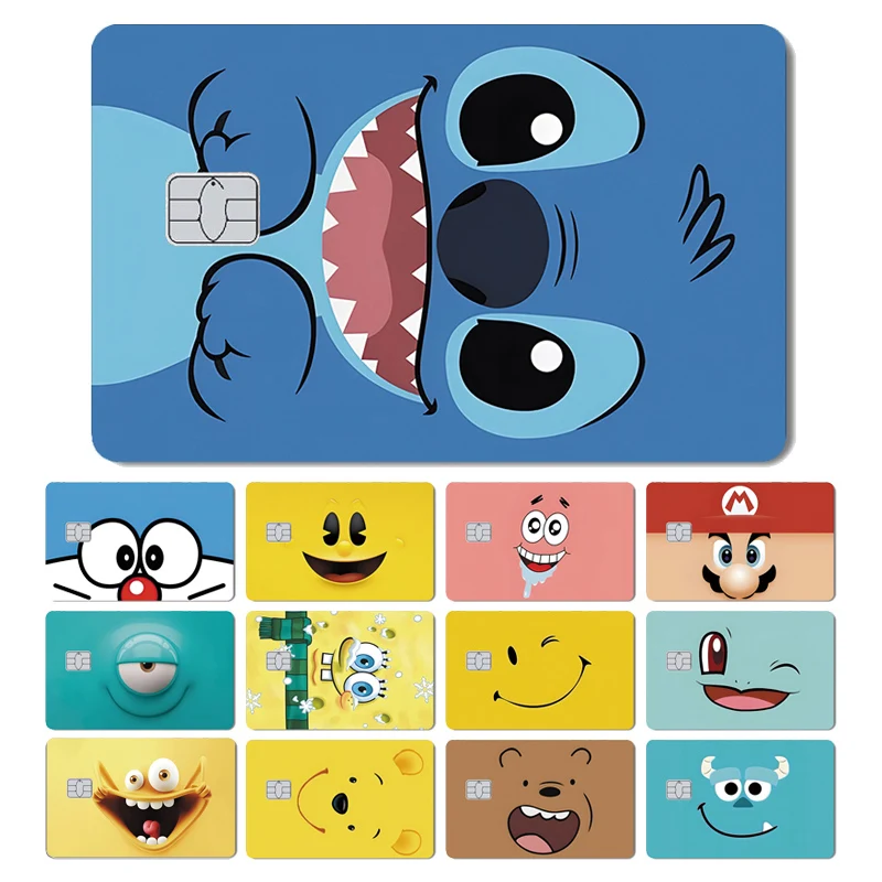

Funny Cute Anime Cartoon Face Game Monster Matte Front Skin Sticker Cover Film for Credit Bus Debt Bank Card
