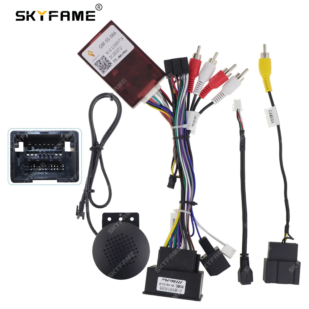 SKYFAME 16pin Car Stereo Wire Harness Adapter Power Cable With Canbus Box For Chevrolet GM