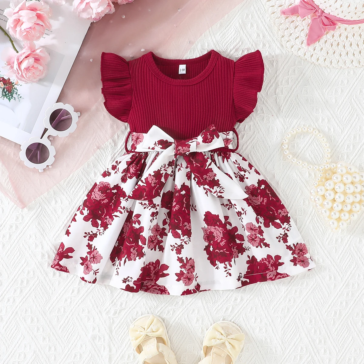 Baby Girl Floral Butterfly Sleeve Dress 5