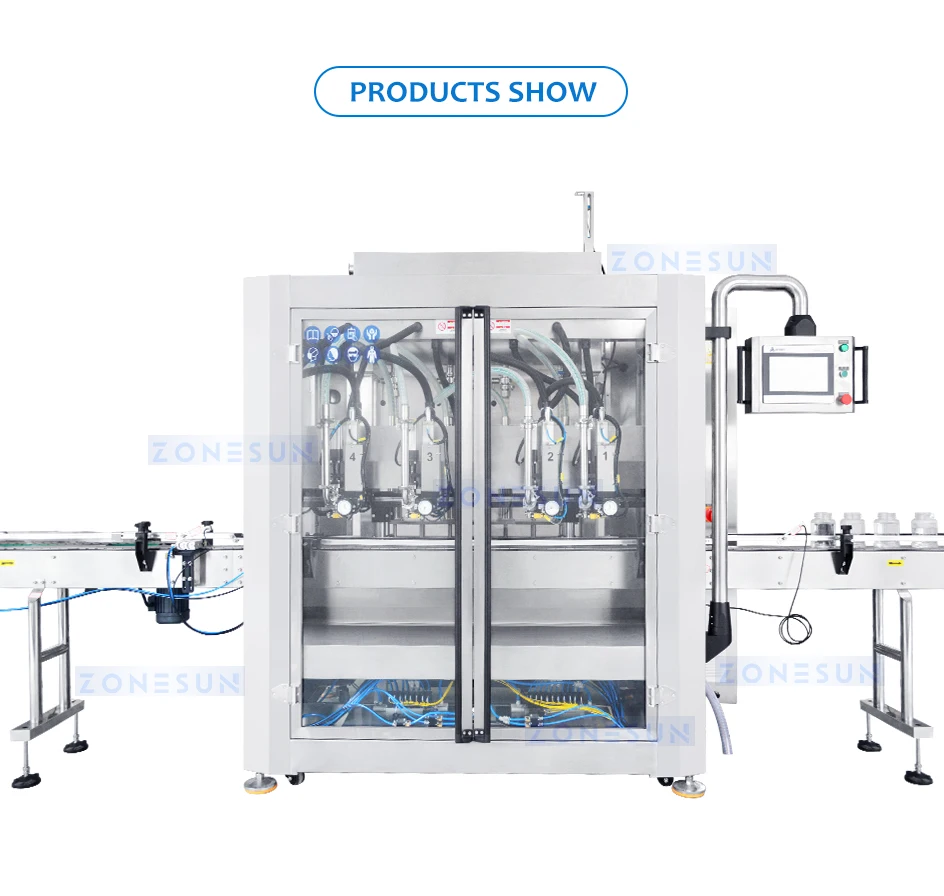 ZONESUN Four Head High Speed Tracking Servo Paste Filling Machine ZS-VTPF4