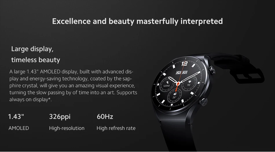 Global Version Xiaomi Mi Watch S1 GPS Smart Watch 1.43" AMOLED Sapphire Display SpO₂ monitoring Wireless Charging Mi Smartwatch