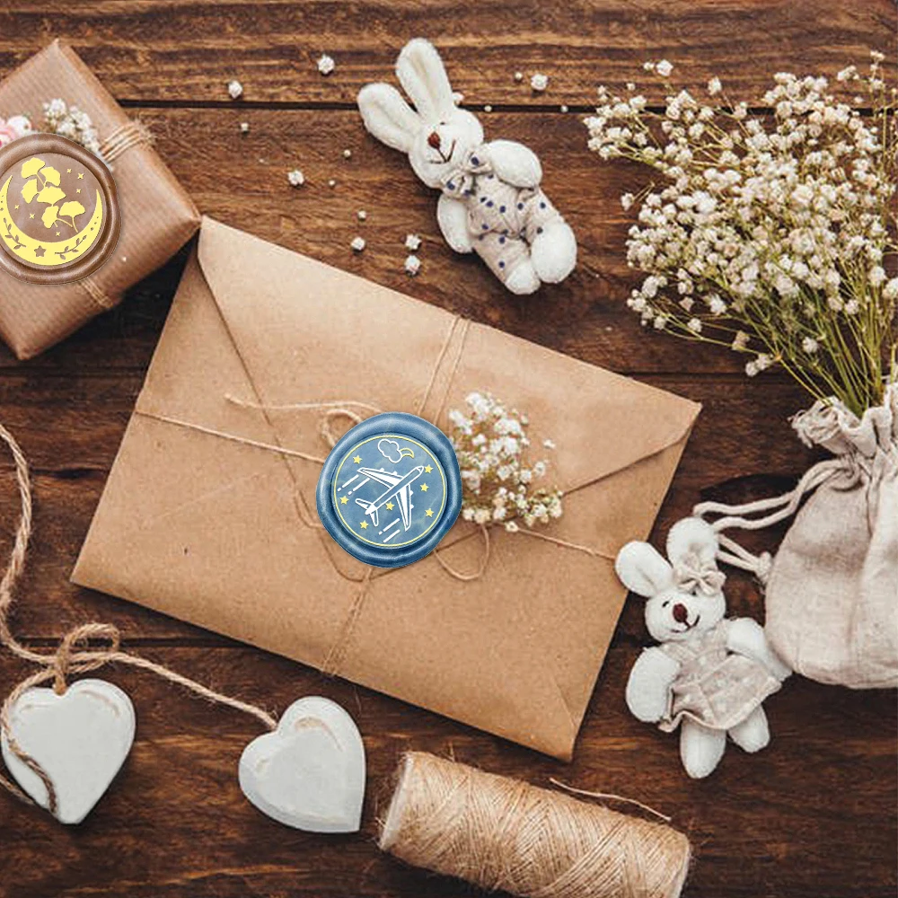 Dragonfly Butterfly Aeroplane Moon Pattern Wax Seal Stamp Removable Wax Seal Stamp Head (No Handle) For Decorating Party