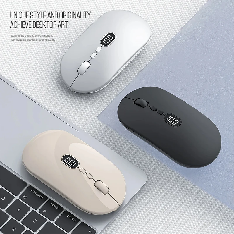 Xiaomi Wireless Computer Mouse for Laptop Battery Level Visible Rechargeable 2.4G Portable USB Dual Modes Mouse Silent Click