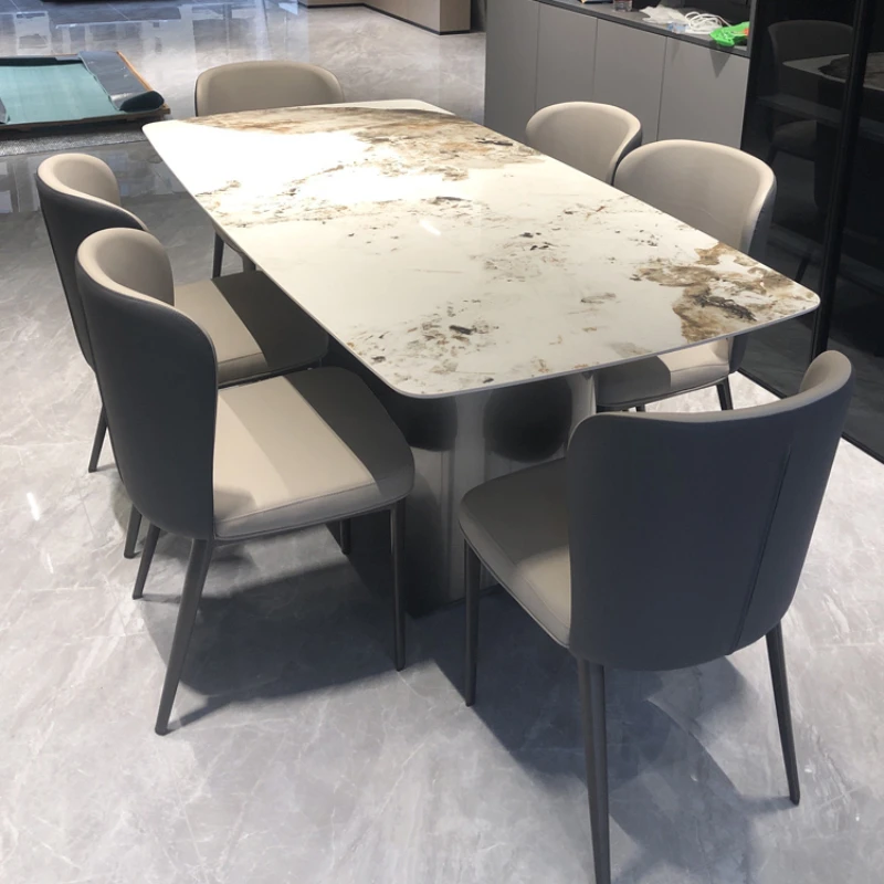 

XK -Style Light Luxury Stone Plate Dining Table High-End Microlite Household