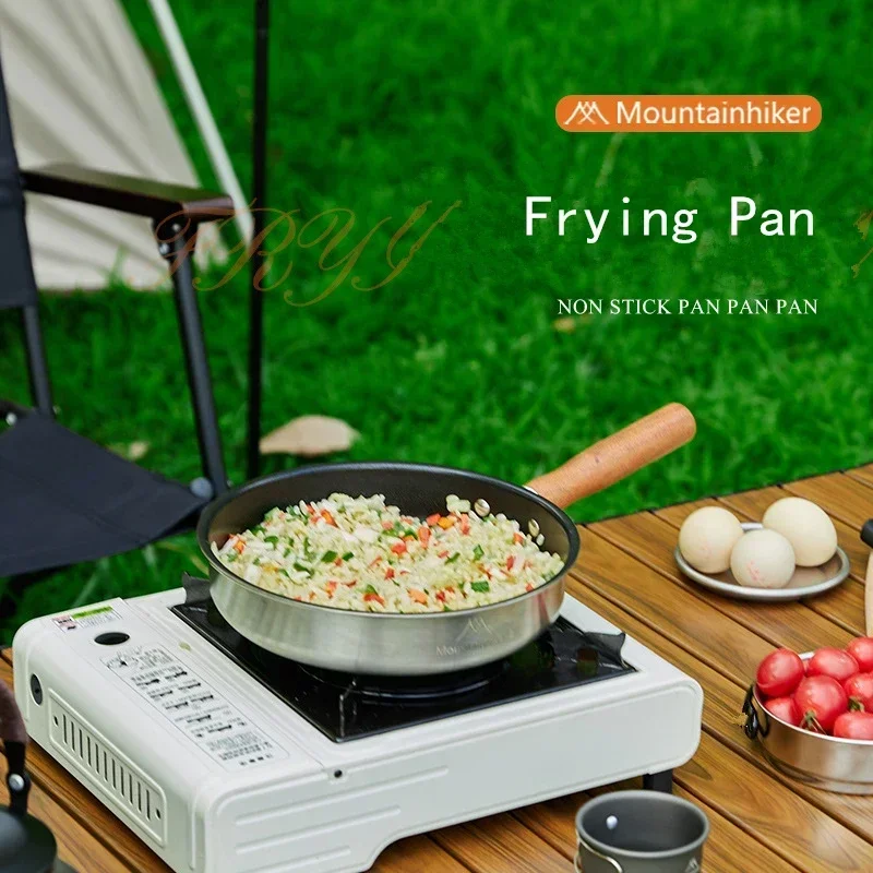 Non Stick Frying Pan Camping Cookware Set Camping Cookware Kitchen Utensils MOUNTAINHIKER Outdoor Camping Non-stick Frying Pan Breakfast Pancake Pot Stainless Steel Cooking Food Induction Cooker Fry Pan