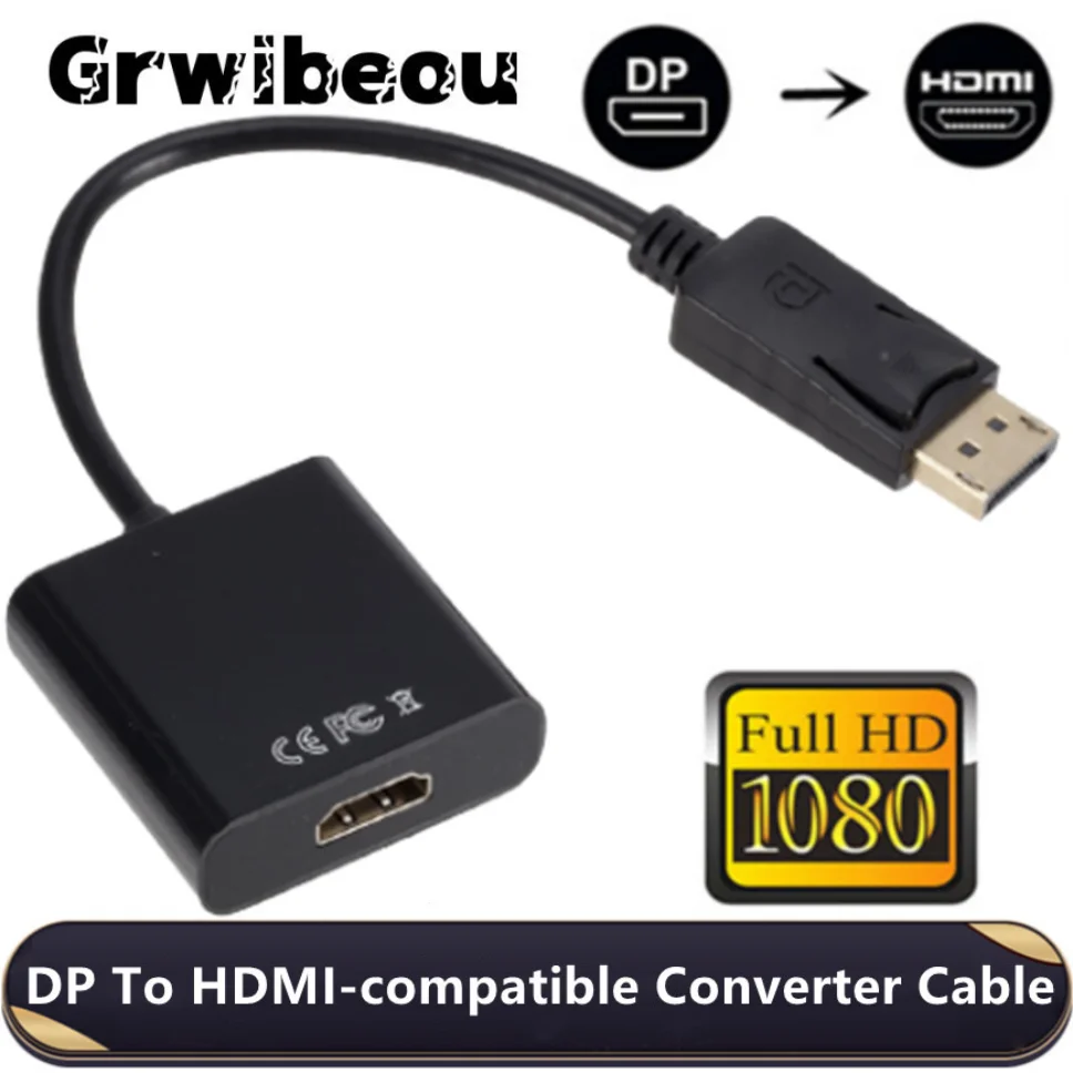 

1080P DP to HDMI-compatible Adapter Cable Stable Transmission DisplayPort To HDMI Converter For Projector TV Computer Monitor