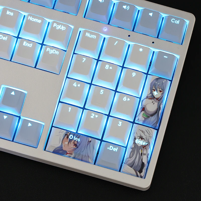 Design Personalizado Pbt Keycaps Tema Anime Eva Ayanami Rei Bonito Faça Você Mesmo Teclado Mecânico Interruptor mx 108 Chaves Set - Imagem 5