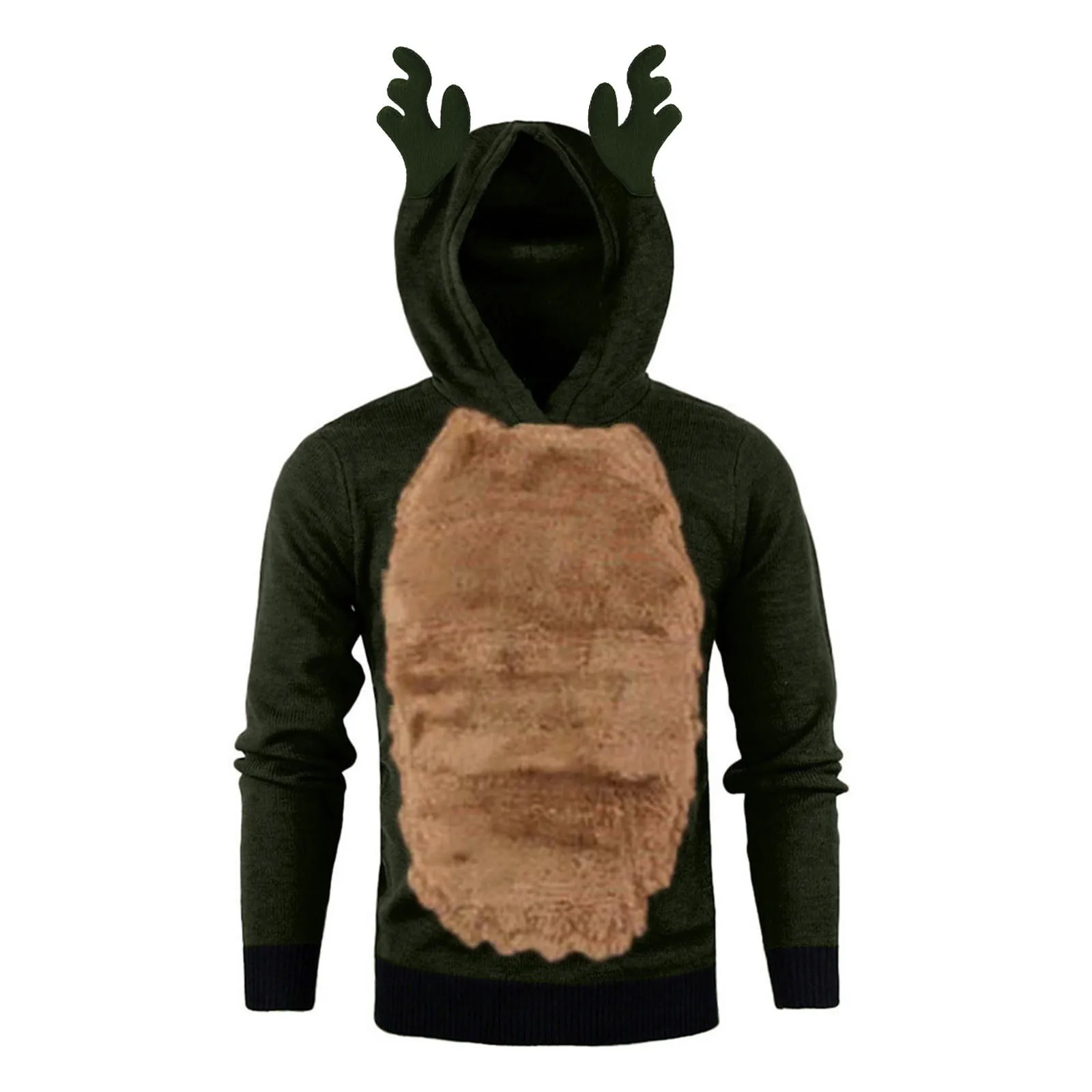 

Elk Men Hoody Sweatshirts Cute Loose Hooded Blouse Top Solid Color Hoodie Sweater Indoor Christmas Pullover With Antlers 2023