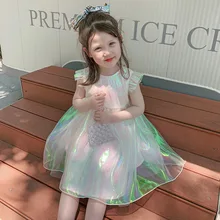 

Baby Girl Sequin Princess Dress Summer Kids Flying Sleeve Birthday Wedding Dresses 3-8 Years Sweet Children Clothes vestidos