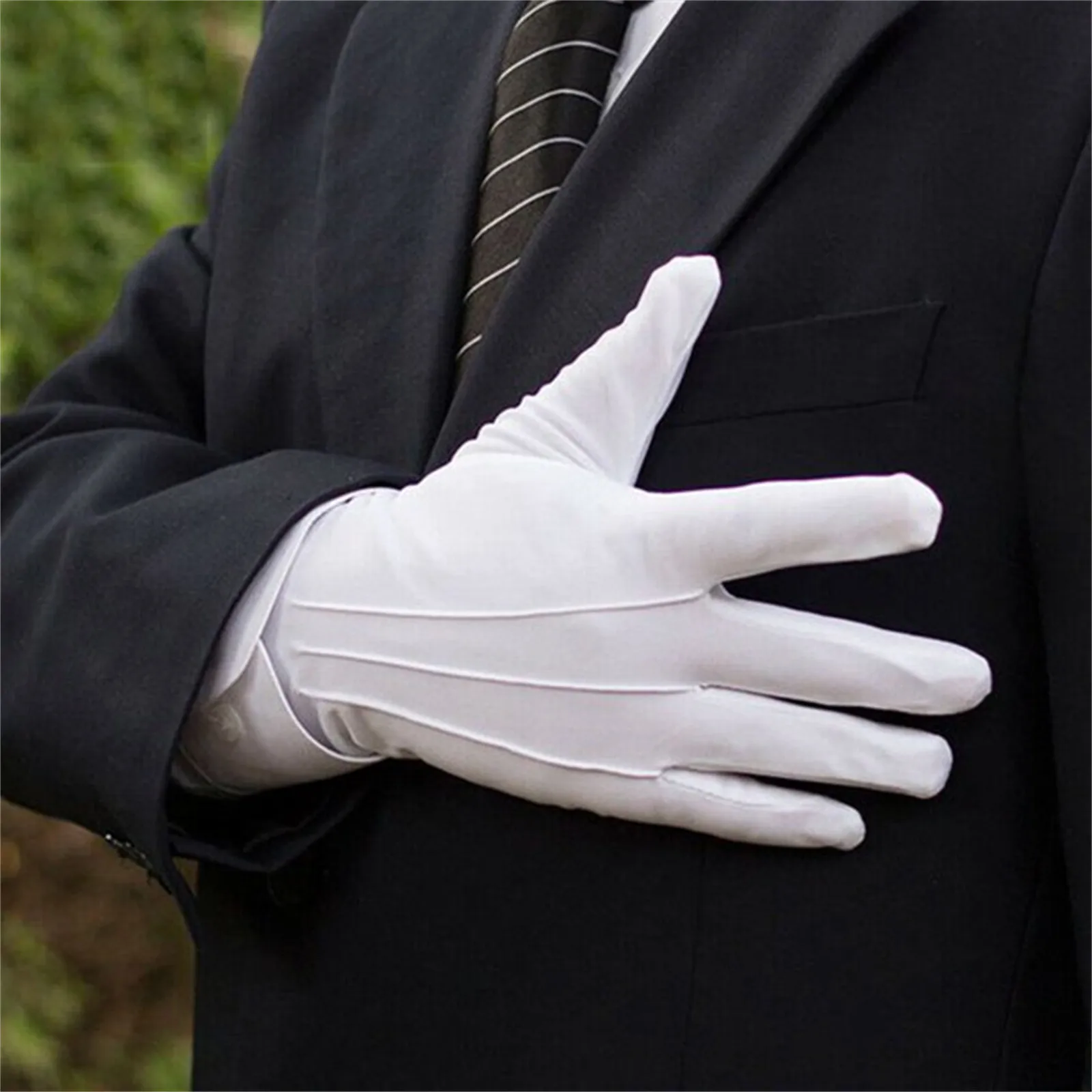 Lace Gloves White Formal Gloves Tuxedo Costume Honor Guard Santa Men Women Coin Jewelry Inspection Winter Mittens