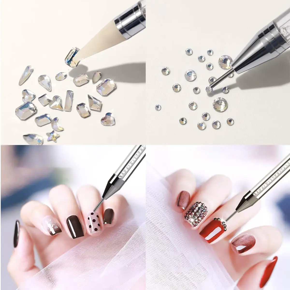 Rhinestone Picker Dotting Pen, Dual-ended Rhinestone Gems Crystals Studs Picker Wax Pencil Manicure Nail Art DIY Decoration Tool 5
