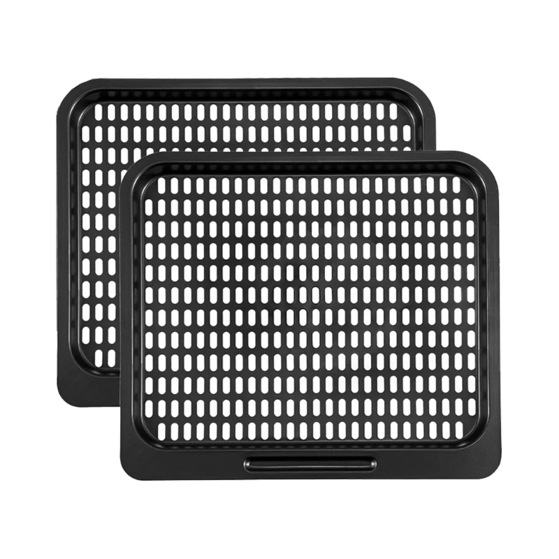 

2Piece Durable Nonstick Baking Pan Mesh Cooking Rack Easy to Clean Tray for Air Fryer Square Oven Pan Replacement Tray