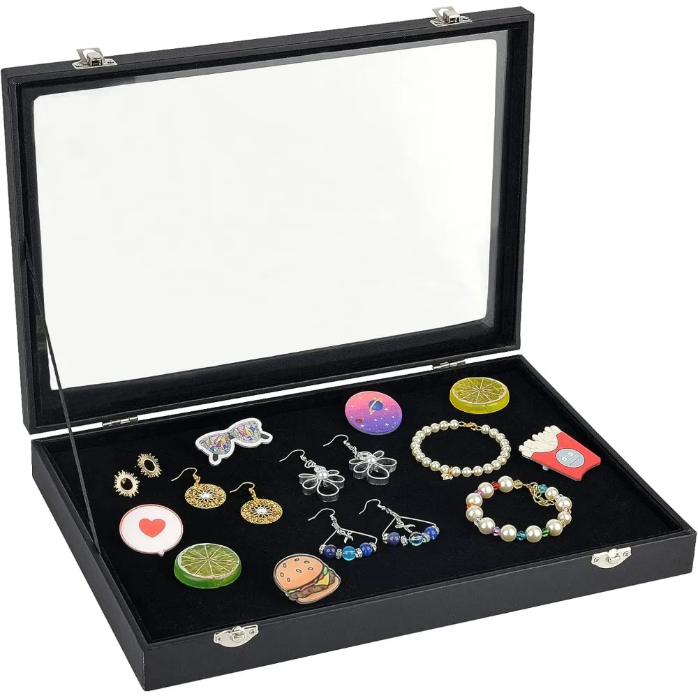 1pc Pin Display Cases 13.8x9.4x2 Inch Badge Storage Showcase Display Boxes for Hard Rock Badges Medals Collectible-Black