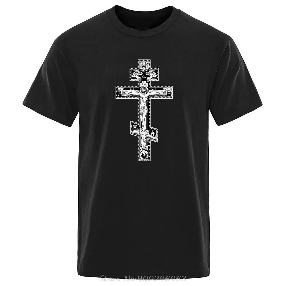 Gothic Dunklen Stil Orthodoxe Kreuz Jesus Kleiner Engel Männer T-shirt Mode Baumwolle Lose T-shirt Muster Casual Sommer Tees T Shirt