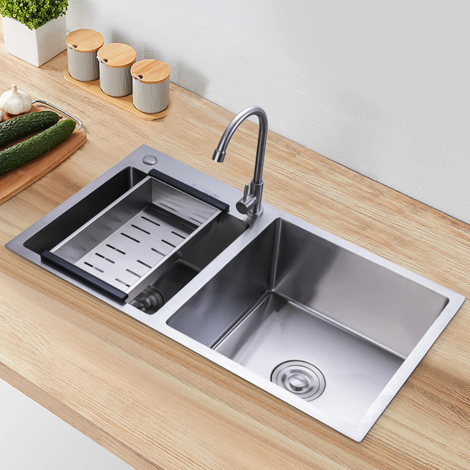 Kitchen Sinks Built-in Sink Stainless Steel Sink Double Rectangle