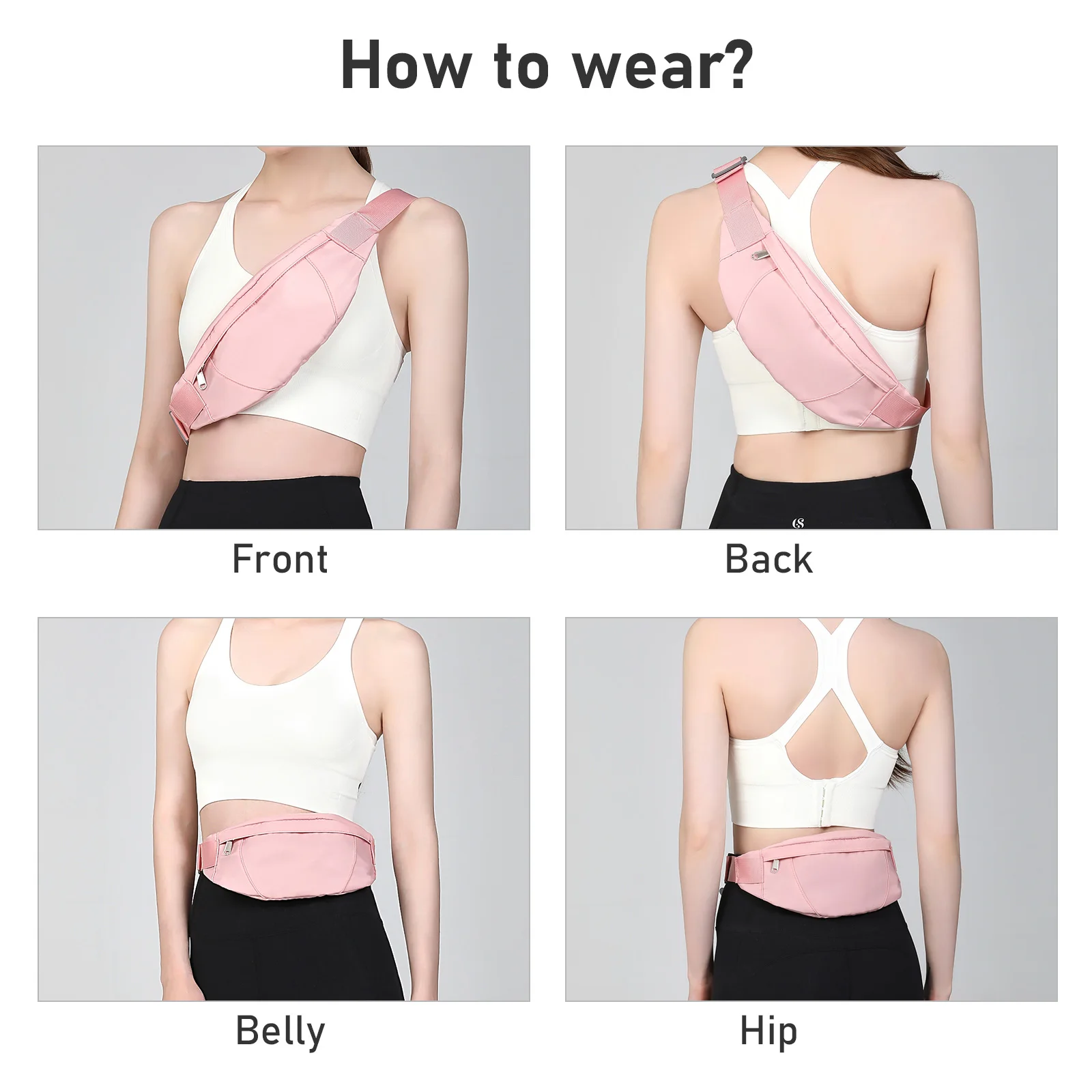 Fanny waist bag Belt Bag for Ladies and Men, Crossbody Belt Bag Adjustable Hip Bag，Hiking, Cycling, Morning Running Waist Bag