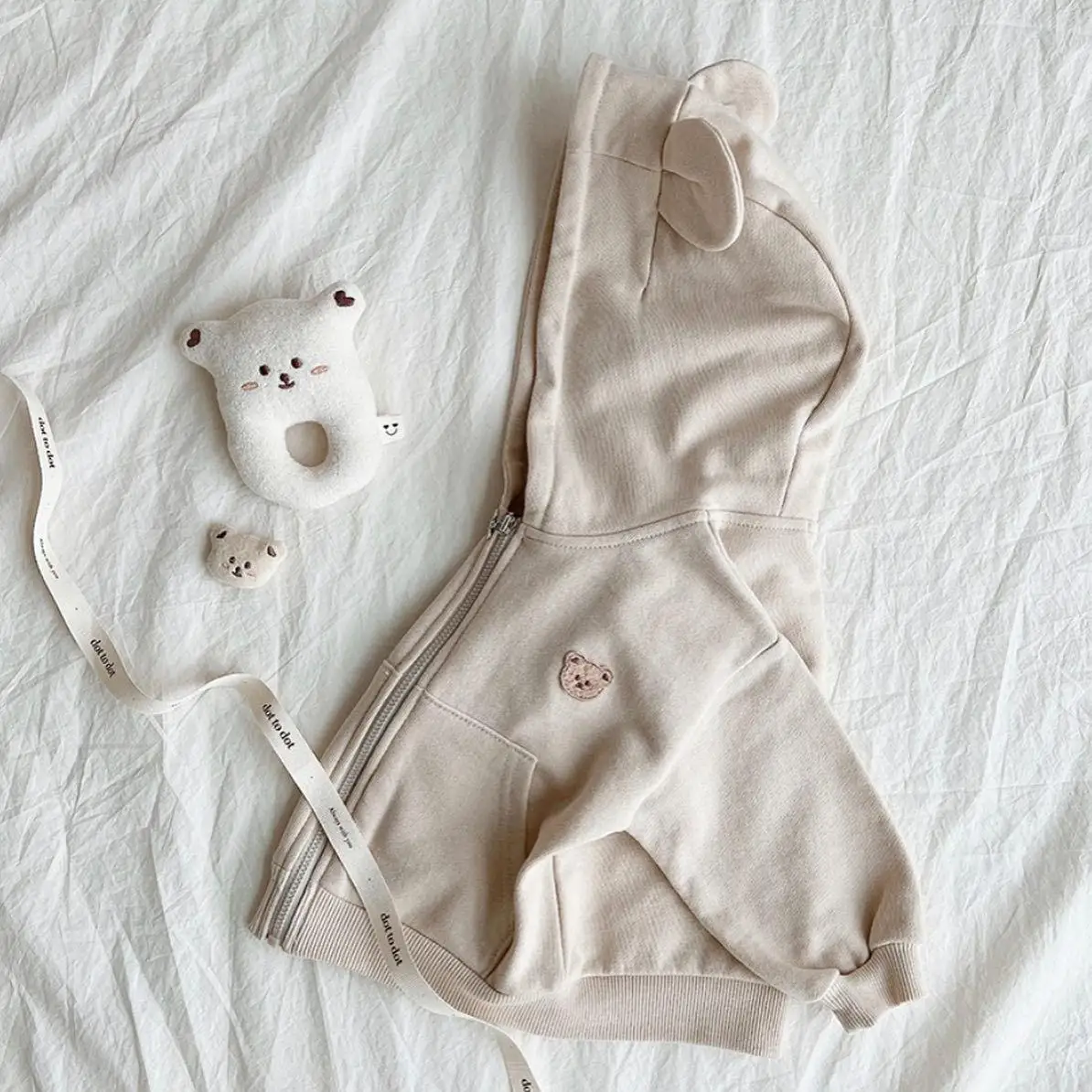 Autumn New Baby Cute Bear Ear Hooded Coat Infant Long Sleeve Casual Coat Children Cotton Jacket For Boys Girls Zipper Tops