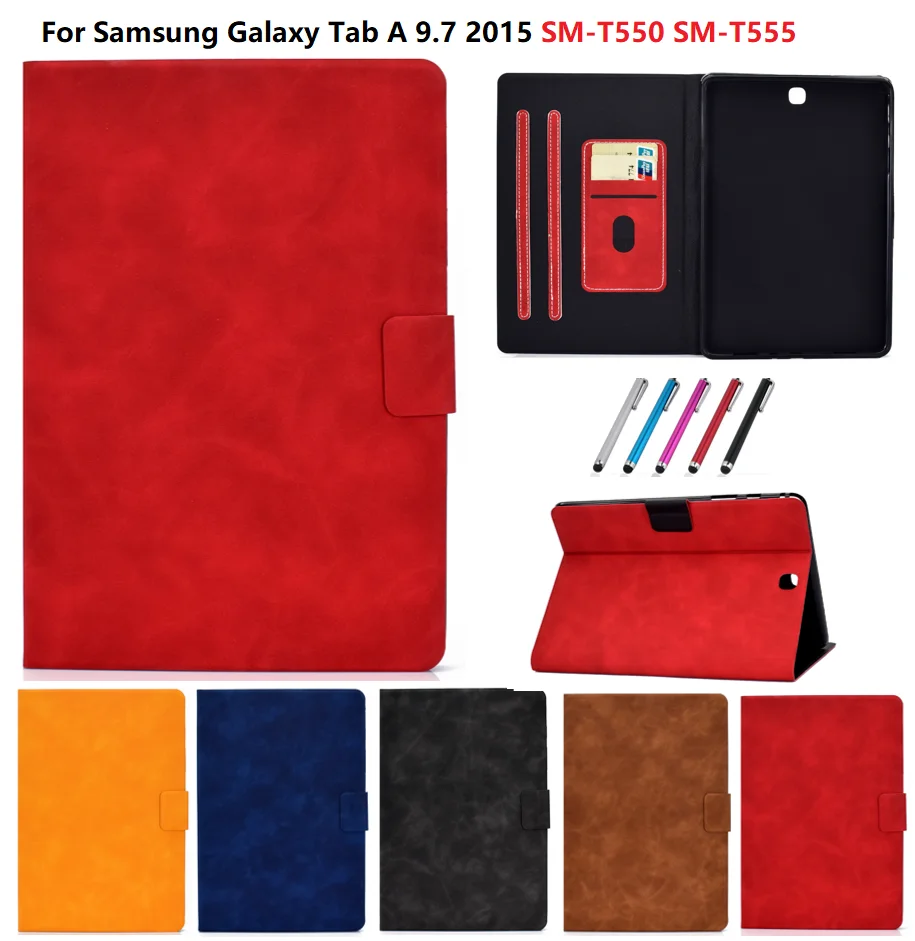 PU Leather Case For Samsung Galaxy Tab A 9.7 inch SM-T550 T555 tablet stand cover T550 Coque | Компьютеры и офис