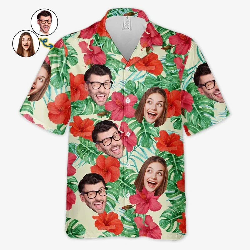 Photo Beach Shirts For Men Women Family Personalized Face Hawaiian Shirt Gift For Family Pet Owners Pet Lovers
