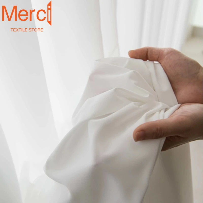 Luxurious Chiffon White Tulle White Sheer Curtains for Living Room Bedroom Voiles Door Screen Partition Door Decoration Solid sheer curtains