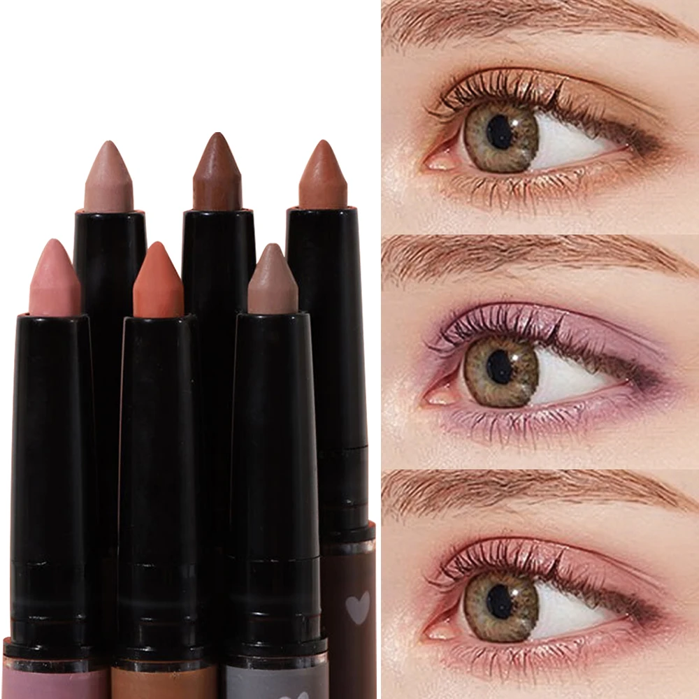 New Matte Eyeshadow Pencil Lasting Waterproof Sdraiato Silkworm Stick 6 Colori Senza Polvere Nude Pink Eyeshadow Highlight Pen Makeup
