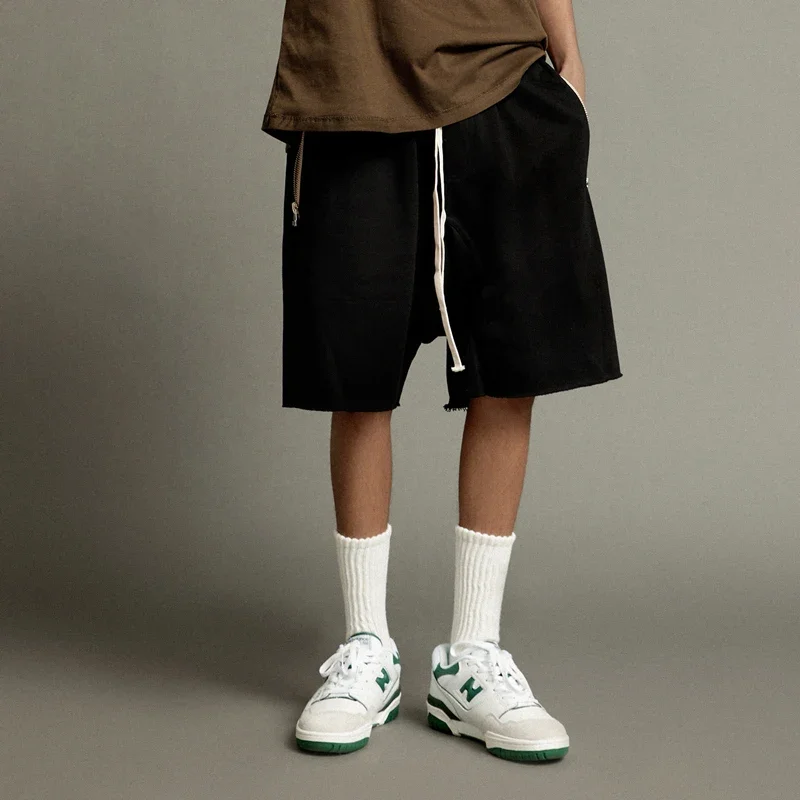 Cotton gray beach men's casual solid color shorts Frog drift Fashion Wear Summer Streetwear men's pants