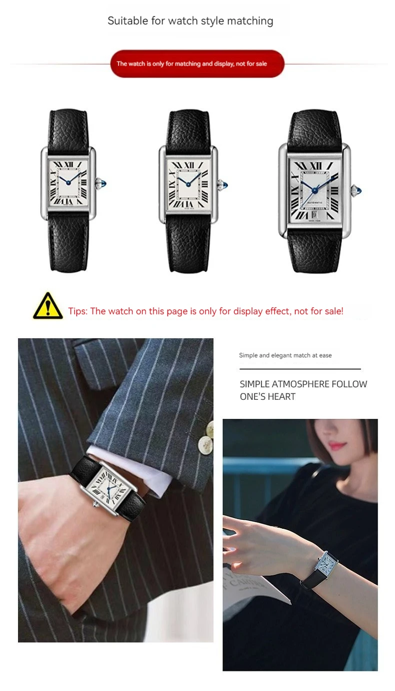 16mm 17mm 19mm 20mm 22mm 23mm Für Cartier Tank Must London Solo Rindsleder Uhrenarmband Schnelle Demontage Faltstiftschnalle – Detail 3