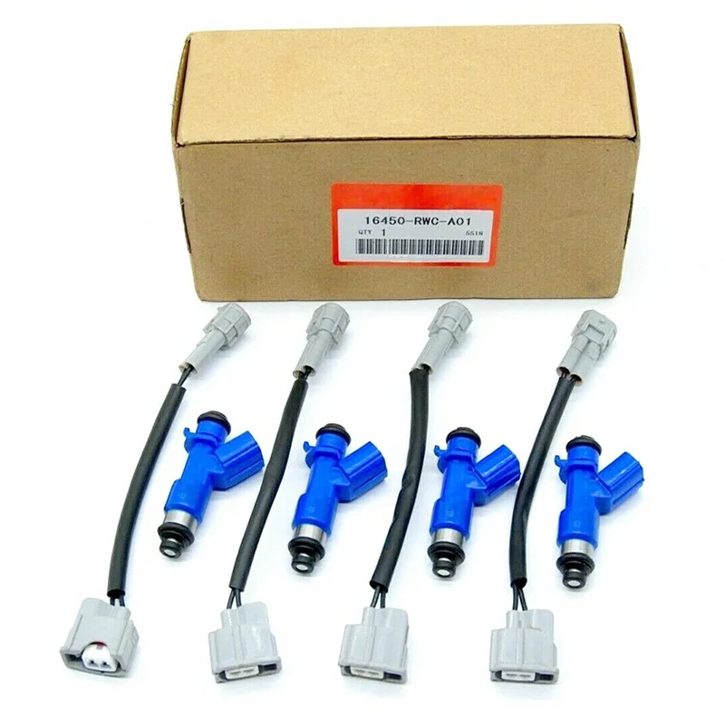 4Pc 410Cc RDX Fuel Injector with Plugs for Honda Acura 0712 Civic