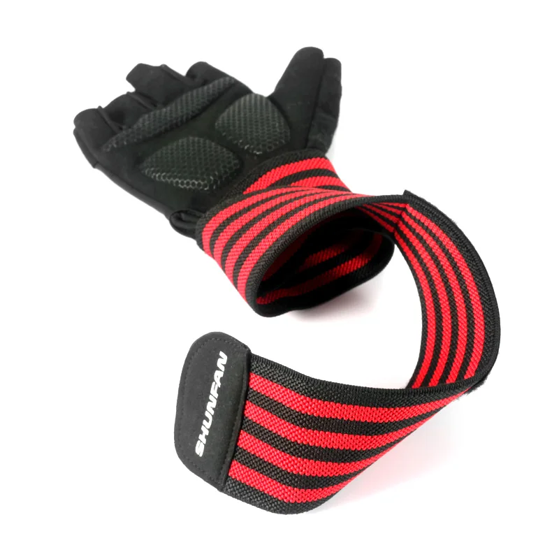 Body Building Gym Training Fitness WeightLifting Red Gloves Wrist Wraps Workout Half Finger For Men &Women WeightLifting weightlifting gloves,weight lifting wrist straps