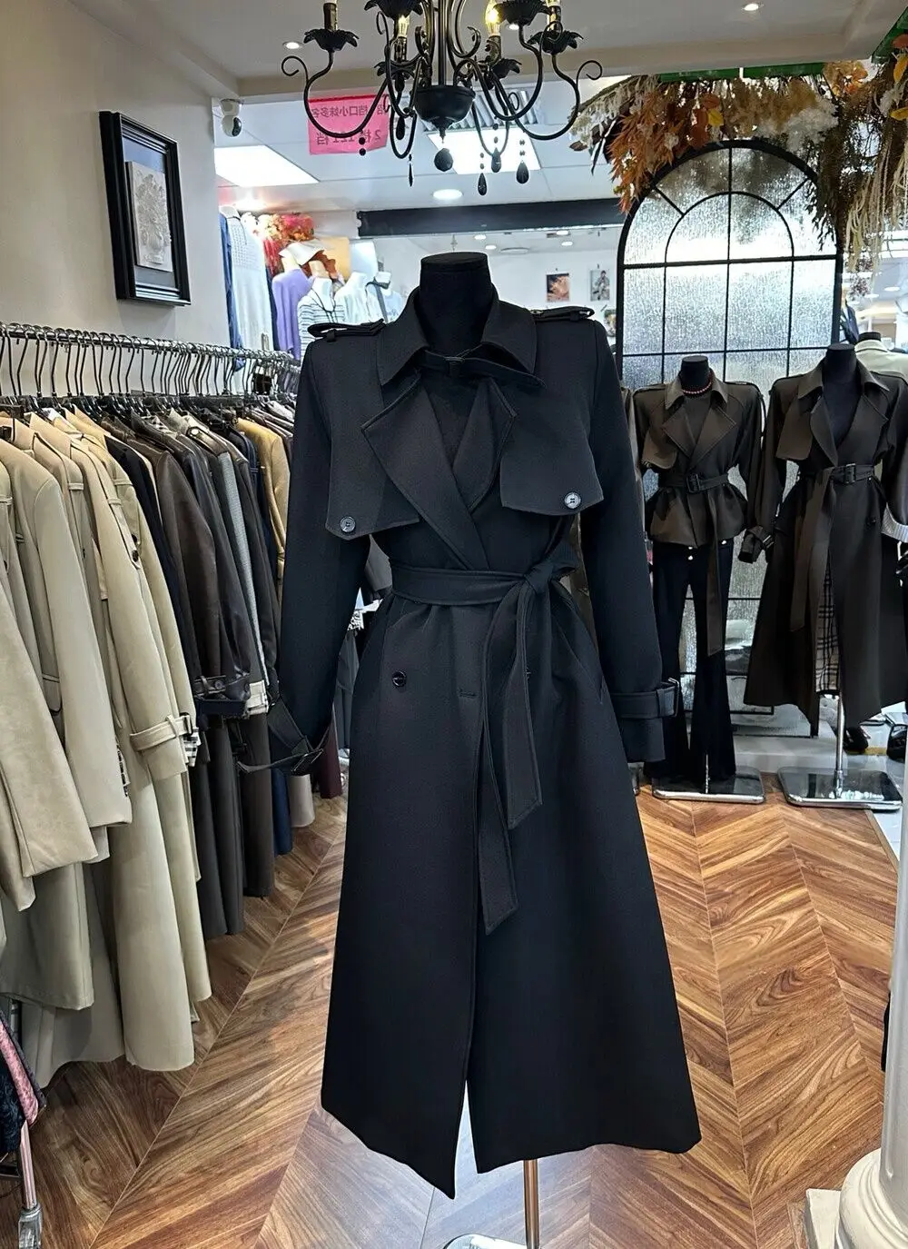 BJTZ Luxury 2025 خريف المرأة معطف طويل خندق مربوط...