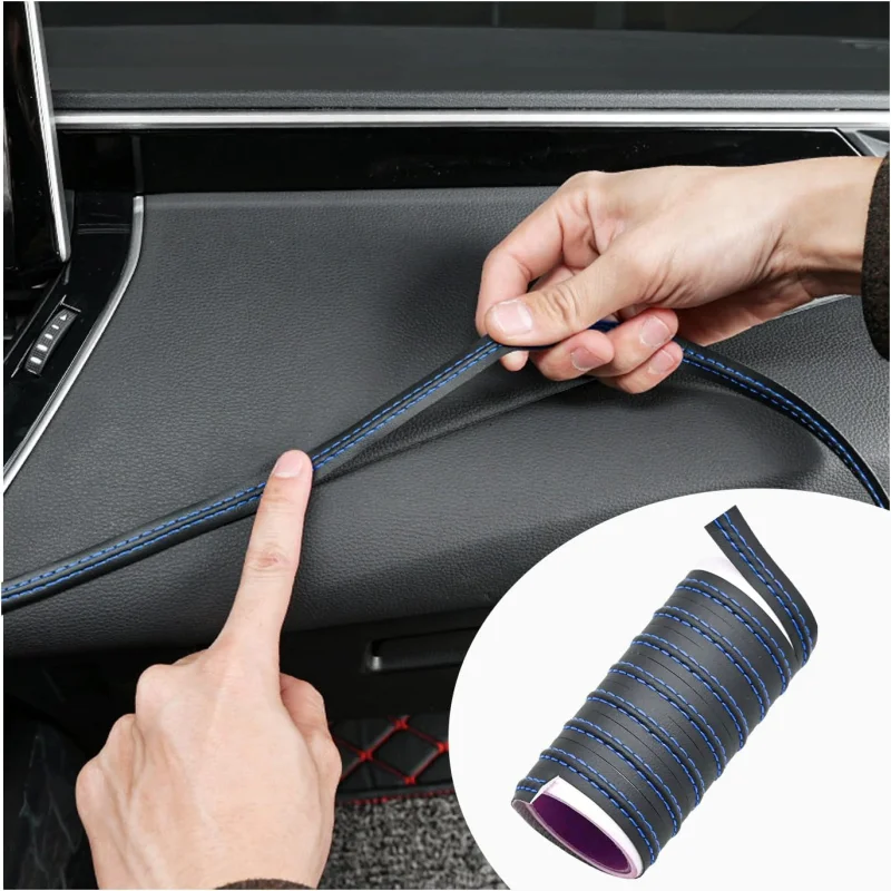 Fascia Decorativa Auto In Pelle PU Rossa Con Nastro Adesivo - 4 Metri, Larghezza 1,5 Cm, Universale, Per Cruscotto, Portiere, Interni Auto