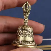 Tibetan Brass Ritual Bell, Buddhist Vajra Hand Bell for Meditation Altar, Antique Exorcism Wind Chime Pocket Pendulum Decoratio - Image 3