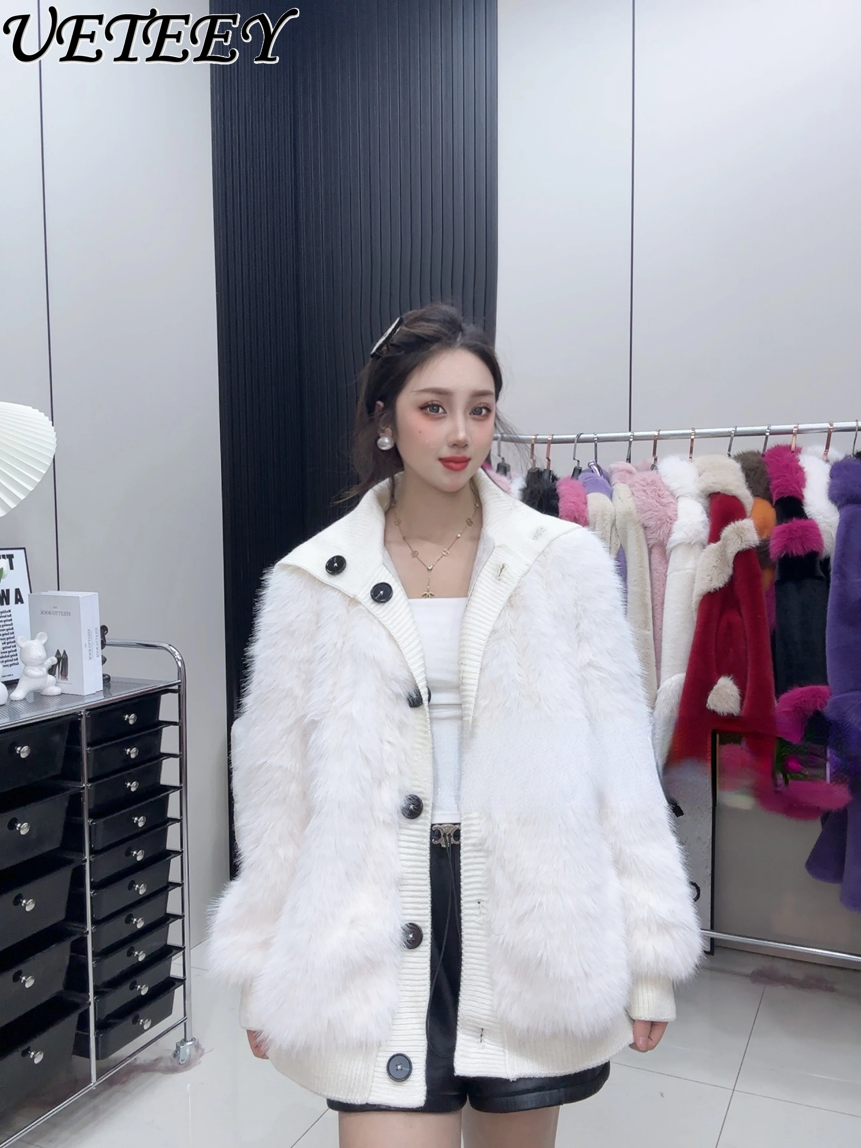 

2023 New Winter Women Fur Coat High-Grade Thickened Warm Toka Patchwork Knitted Fur Jacket Western Style All-Matching Plush Coat