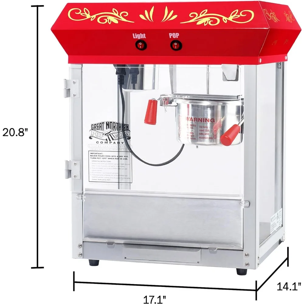 6-ounce Stainless Steel Kettle Hand Popcorn Machin 1.5 Gallon Professional Electric Popcorn Machine Large a Heated Deck Maker 5