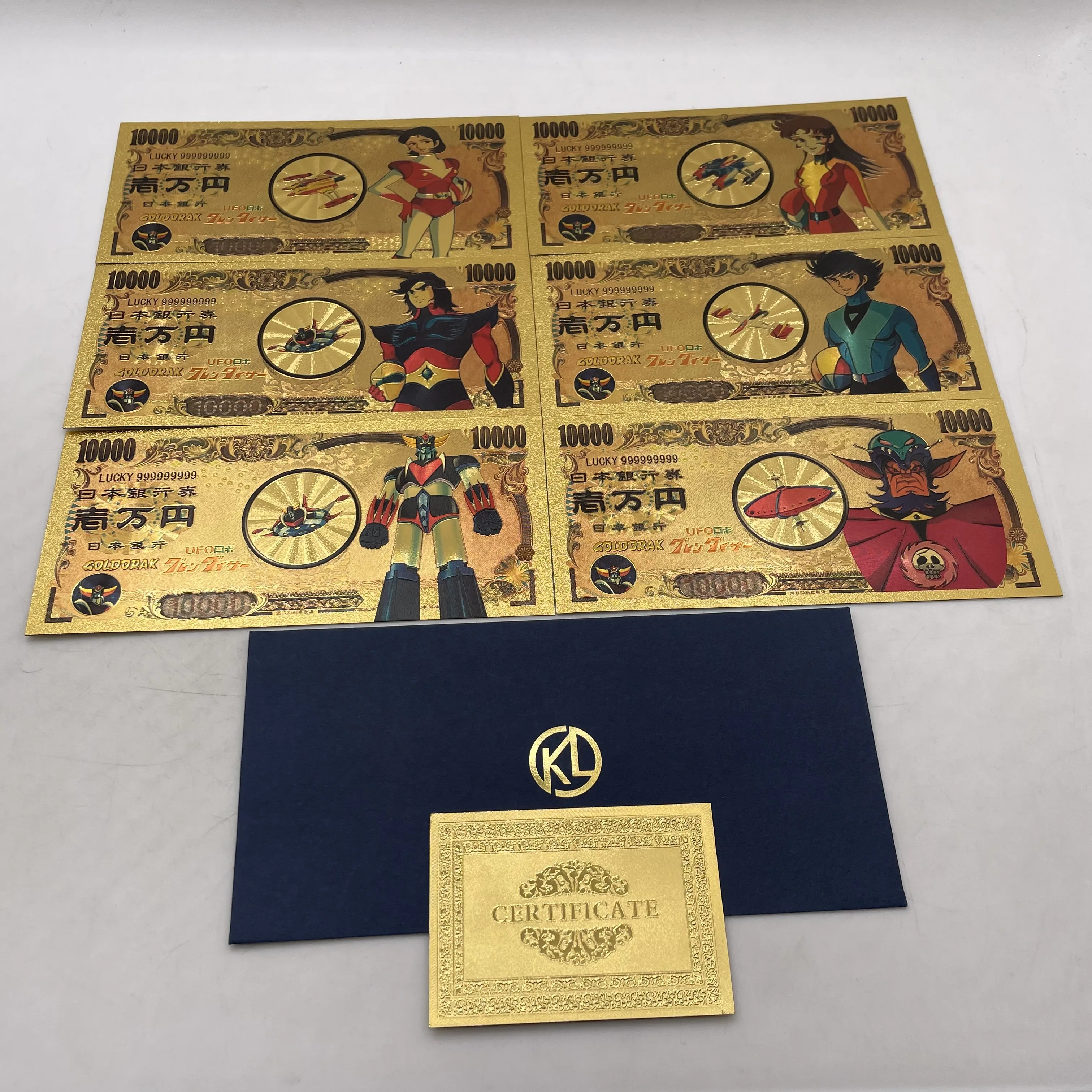Description Picture 3 of itemKL8 10 Designs UFO Robot Grendizer Goldorak Japanese Classic Anime Alcor Phenici Hikaru Great Vega Gold Banknote Gift Collection