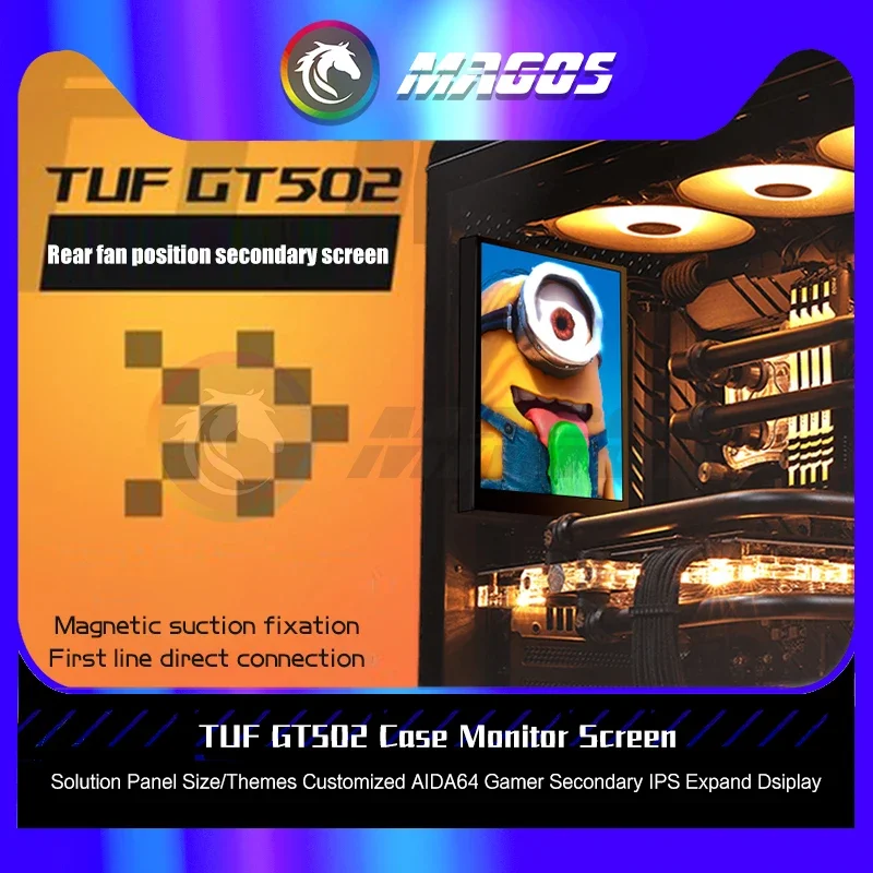 TUF GAMING GT502 Case Monitor Screen Size Customized Theme Customization AIDA64 Gamer Cabinet Secondary IPS Dsiplay