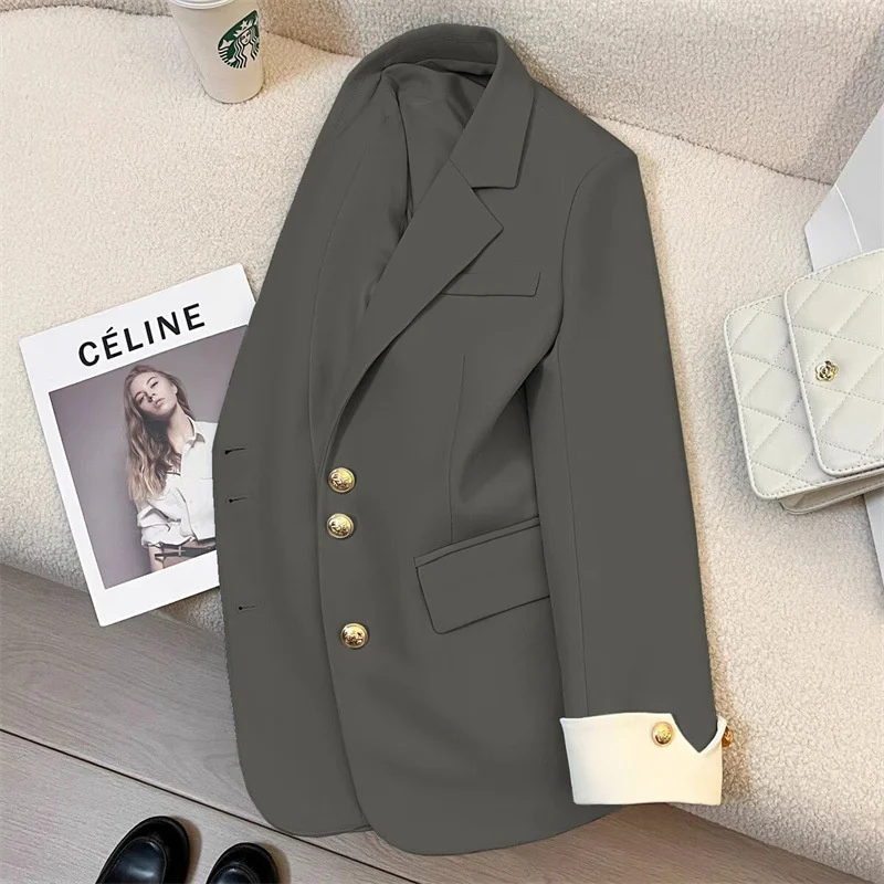 Elegant Commuter Style Women's Blazer Jacket 2025 New Fashion Personality Design Spring Autumn Trendy Clothing Polyester Fabric - Image 3