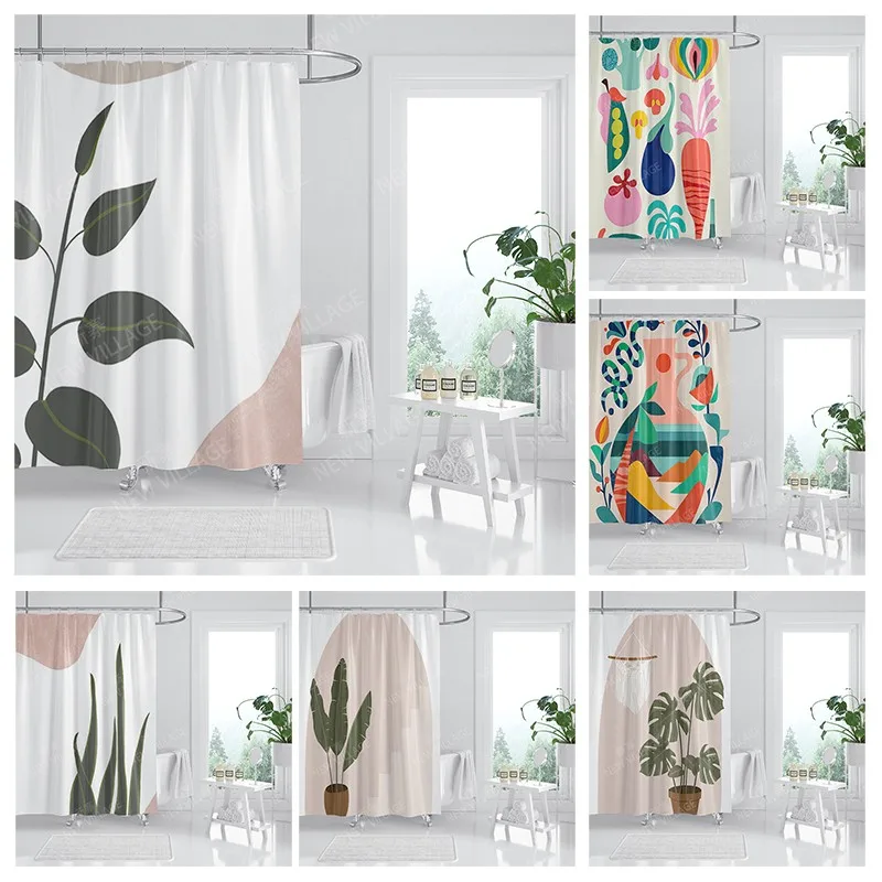 

Waterproof fabric shower curtains Bathroom curtain accessories 180x200 Bath curtain for shower 240*200 nordic boho decoration